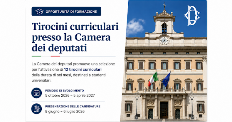 Camera dei deputati: tirocini curricolari 2026