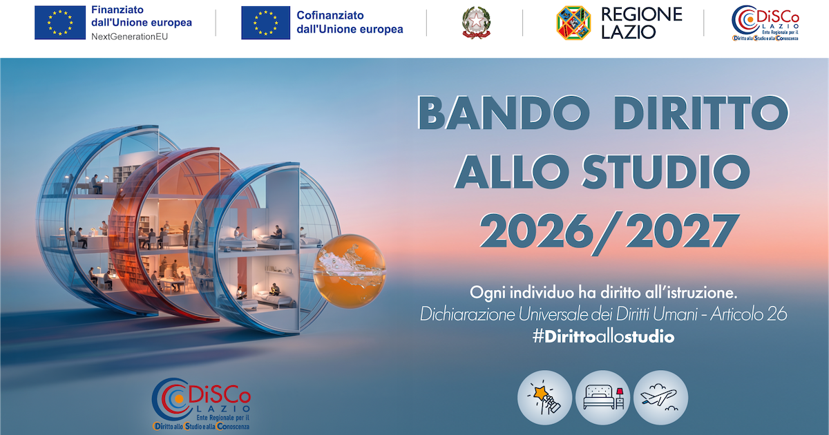 DiSCo: bando Diritto allo studio 2026/27