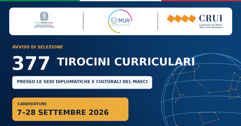 Tirocini MAECI-MUR-CRUI – I trimestre 2027
